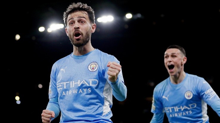 Bernardo Silva comemora o gol marcado contra o Real Madrid (Foto: Getty Images)