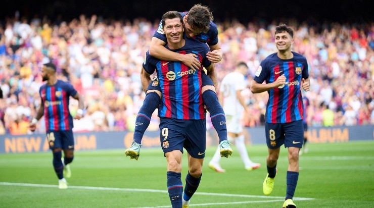 Comemoração dos jogadores do Barcelona (Foto: Getty Images)