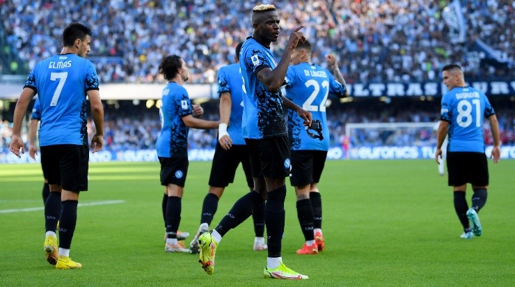 Comemoração dos jogadores do Napoli (Foto: Getty Images)