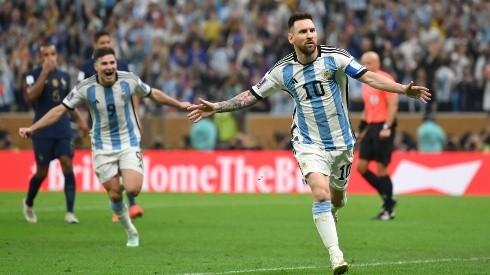 Messi celebrando el 1-0 parcial contra Francia.