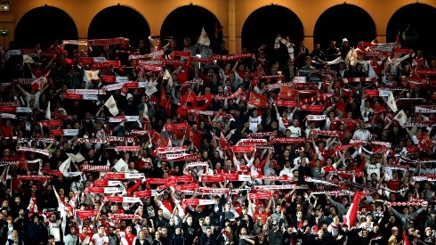 Los hinchas de Mónaco en el Estadio Luis II.